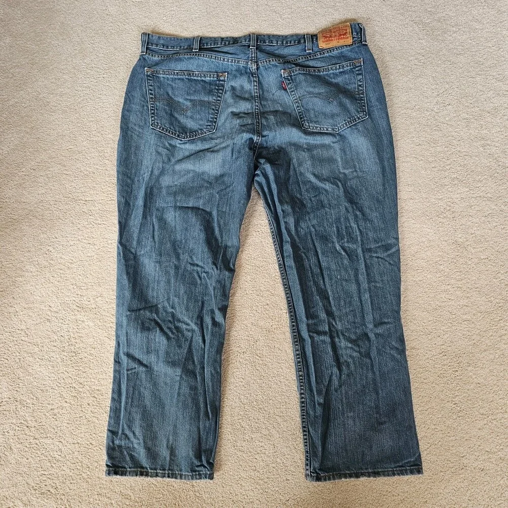Men's Levi 559 W44L30 Relaxed Straight Fit Distressed Blue Jeans Medium Wash